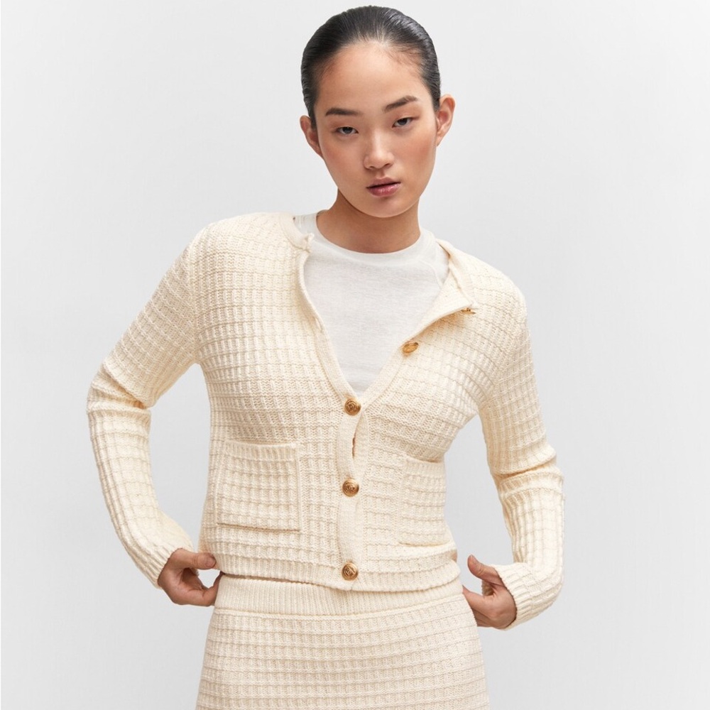 Mango Textured Knit Cardigan